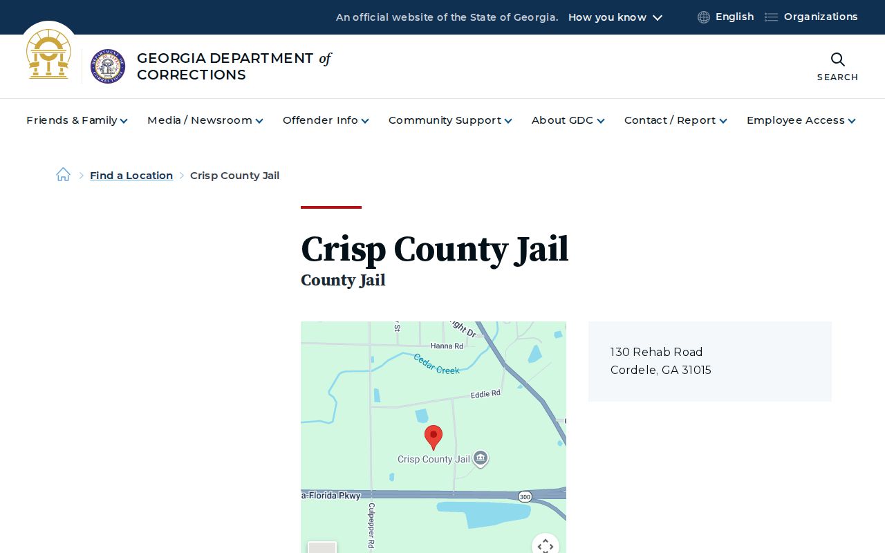 Crisp County Jail release records official facility listing
